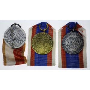 PRL, Zestaw 3 odznaczeń - MSW złoty(XXX lecie) i srebrny (XX lecie), srebrny Walka, Praca, Socjalizm