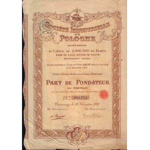 Societe Industrielle de Pologne, 1919 - obligacja na okaziciela