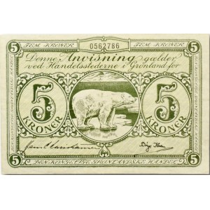 Grenlandia, 5 kroner 1953 - rzadki w takim stanie