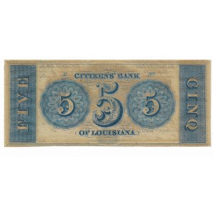 USA, 5 Dolarów The Citizens Bank - New Orleans, LOUISIANA - 1800