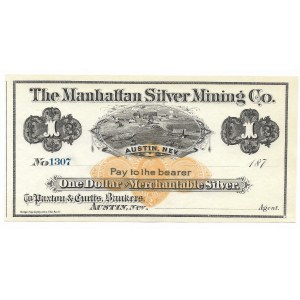 USA, 1 Dolar The Manhattan Silver Mining Co. - Austin, NEVADA 1870