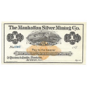 USA, 1 Dolar The Manhattan Silver Mining Co. - Austin, NEVADA 1870