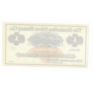 USA, 1 Dolar The Manhattan Silver Mining Co. - Austin, NEVADA 1870