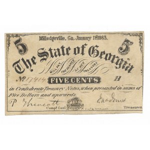 USA, 5 centów The State of GEORGIA 1863