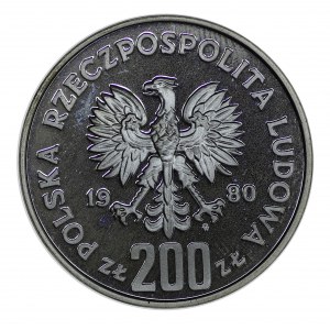 200 złotych - XIII Zimowe Igrzyska Olimpijskie - Lake Placid 1980 - ze zniczem