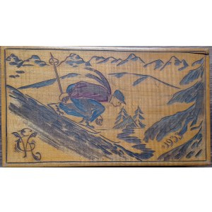 Drewniane pamiątkowe pudełeczko z dedykacją - 1933