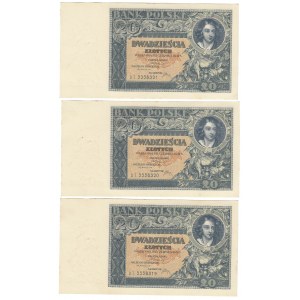 20 złotych, 20.06.1931, seria DT - 3 kolejne numery