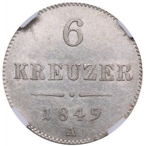 Austria 6 kreuzer 1849 A - NGC AU 58