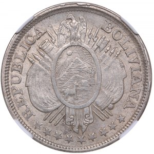 Bolivia 50 cents 1891 PTS CB - NGC MS 61
