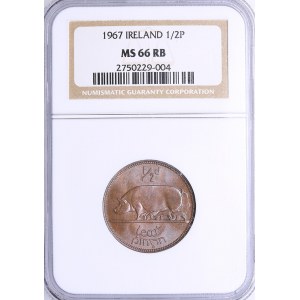 Ireland 1/2 penny 1967 - NGC MS 66 RB