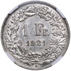 Switzerland 1 francs 1921 B - NGC AU 58