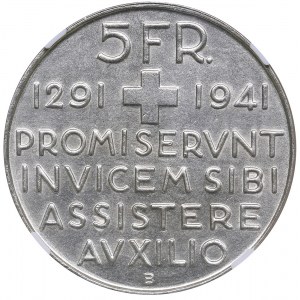 Switzerland 5 francs 1941 B - NGC MS 64