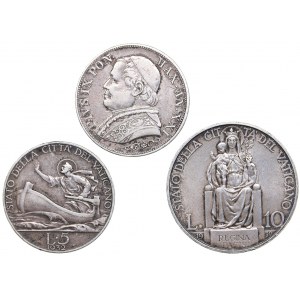 Vatikan 10 lire 1930, 5 lire 1932, 1 lire 1867 (3)