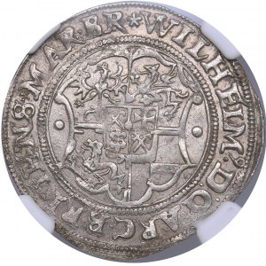 Riga 1/2 mark 1553 - Wilhelm Markgraf von Brandenburg & Heinrich von Galen (1551-1556) - NGC AU 58