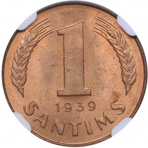 Latvia 1 santims 1939 - NGC MS 65 RD