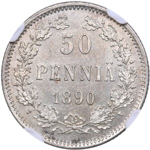 Russia - Grand Duchy of Finland 50 penniä 1890 L - NGC MS 63