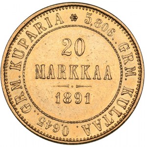 Russia - Grand Duchy of Finland 20 markkaa 1891 L