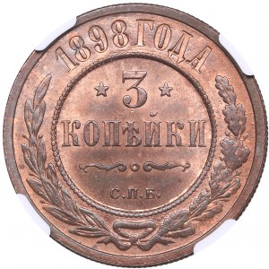 Russia 3 kopecks 1898 СПБ - NGC MS 64 RB