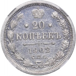 Russia 20 kopecks 1902 СПБ-АР - HHP PF 62