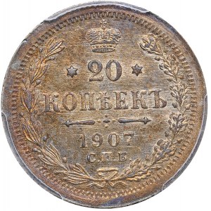 Russia 20 kopecks 1907 СПБ-ЭБ - PCGS MS 63