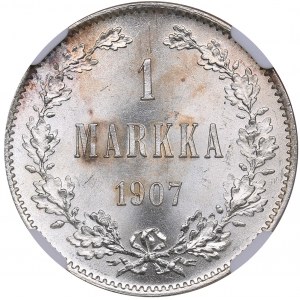 Russia - Grand Duchy of Finland 1 markkaa 1907 L - NGC MS 64