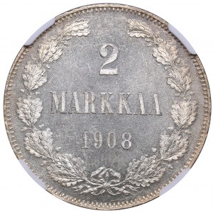 Russia - Grand Duchy of Finland 2 markkaa 1908 - NGC MS 64+