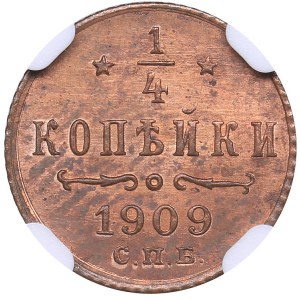Russia 1/4 kopecks 1909 СПБ - NGC MS 63 RB