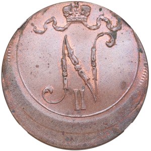 Russia - Grand Duchy of Finland 10 penniä 1916 - NGC MINT ERROR MS 64 BN