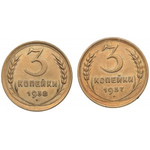 Russia - USSR 3 kopeks 1937 & 1938 (2)