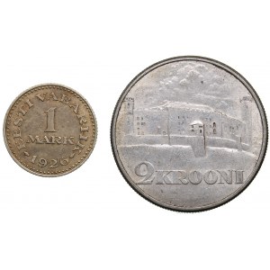 Estonia 2 krooni 1930 & 1 mark 1926 (2)