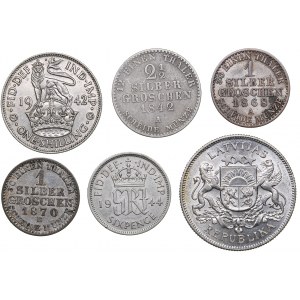 Germany, Latvia, Great Britain coins (6)