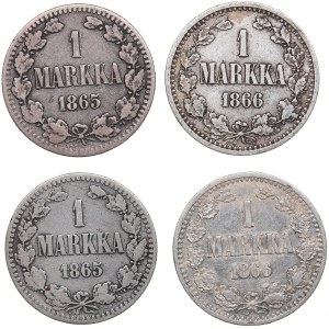 Russia - Grand Duchy of Finland 1 markkaa 1865, 1866 (4)