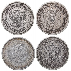 Russia - Grand Duchy of Finland 1 markkaa 1865, 1874, 1890 (4)