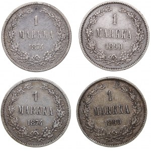 Russia - Grand Duchy of Finland 1 markkaa 1874, 1890 (4)