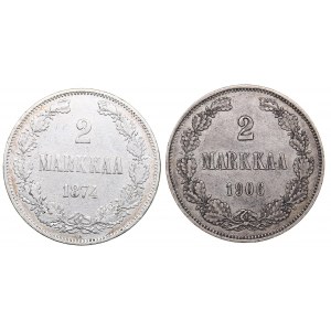 Russia - Grand Duchy of Finland 2 markkaa 1874, 1906 (2)