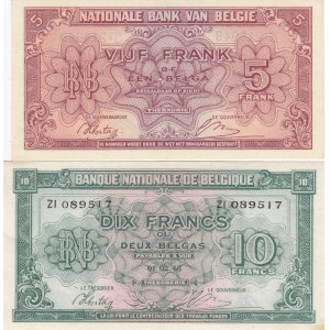 Belgium 5 & 10 francs 1943
