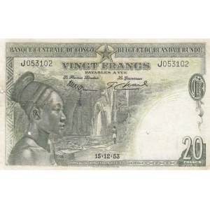 Belgian Congo 20 francs 1953