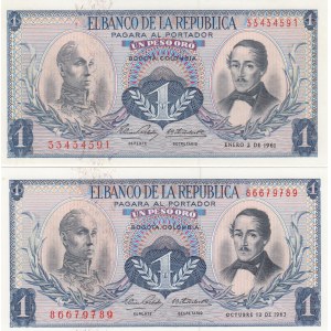 Colombia 1 peso 1961 & 1963