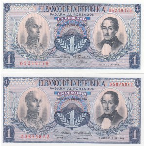 Colombia 1 peso 1966 & 1968