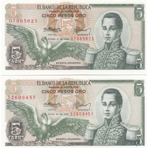 Colombia 5 pesos 1973 & 1974