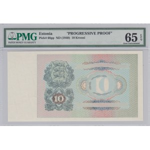 Estonia 10 krooni 1940 progressive proof - PMG 65 EPQ