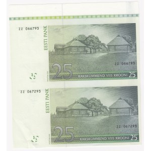Estonia 25 krooni 2002 - ZZ - Replacement money - Uncut pair