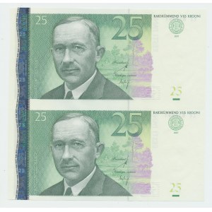 Estonia 25 krooni 2007 - ZZ - Replacement money - Uncut pair