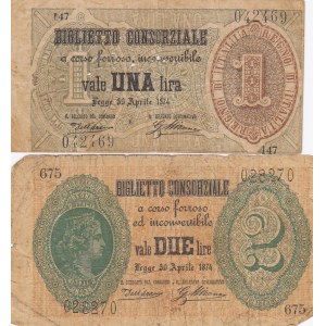 Italy 1 & 2 lira 1974