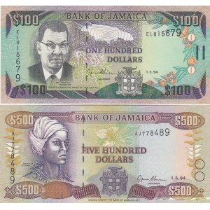 Jamaica 10-500 dollars 1991-94