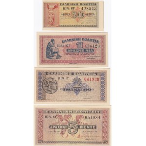 Greece 50 lepta, 1, 2, 5 drachmai 1941