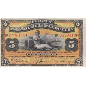 Cuba 5 pesos 1896