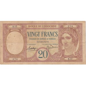 French Somaliland 20 francs 1928-38