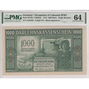Germany - Lithuania Kowno (Kaunas) 1000 mark 1918 - PMG 64 Choise Uncirculated