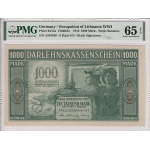 Germany - Lithuania Kowno (Kaunas) 1000 mark 1918 - PMG 65 Gem Uncirculated